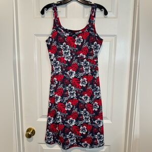 Columbia PFG Floral Midi Dress in Red and Navy. Size M